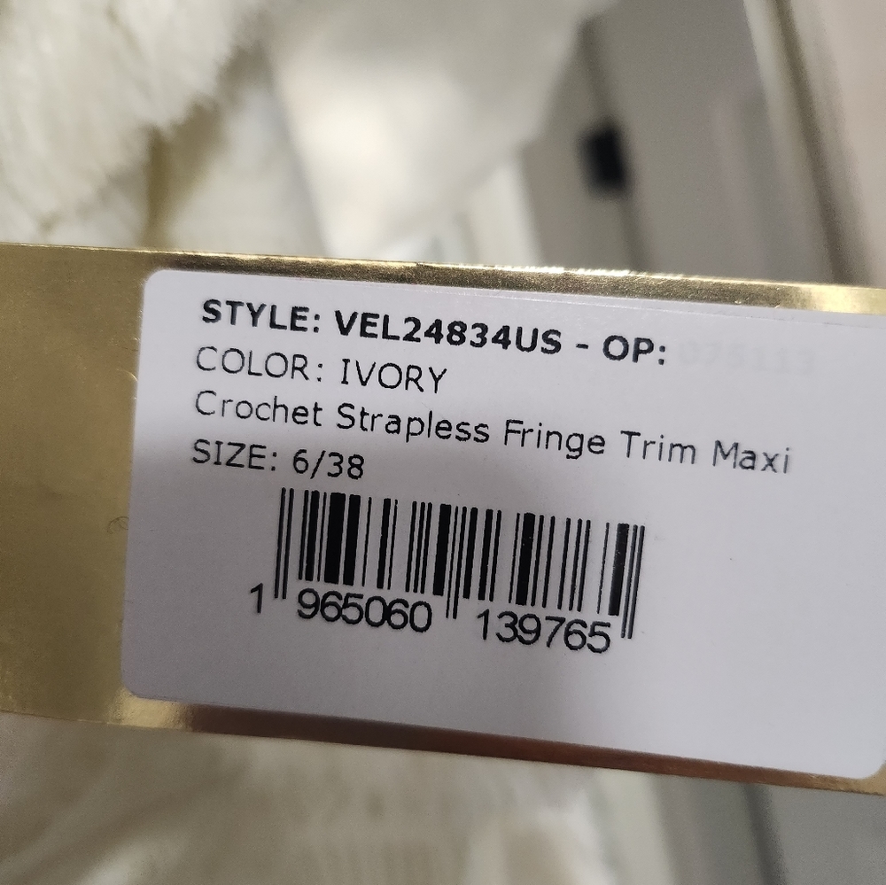 Patbo Crochet Strapless Fringe Trim Maxi Dress - Picture 14 of 14